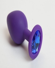 Фиолетовая силиконовая пробка с синим стразом