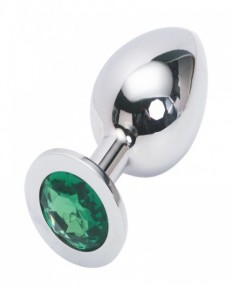 Стальная пробка Jewelry Plug Medium Silver зелёная, 016476