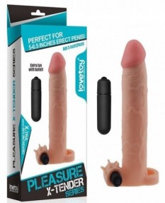 Насадка с вибрацией удлиняющая Super-Realistic Penis Extension Sleeve плюс 7 5 см, LV1065F