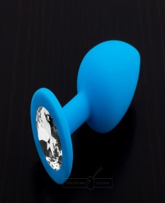 Маленькая голубая силиконовая пробка с прозрачным кристаллом, 7,5 см