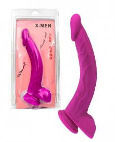 Изогнутый фаллоимитатор пурпурного цвета X-Men 22 см, SILICONE-007PUR