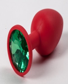 Красная силиконовая пробка с зеленым стразом