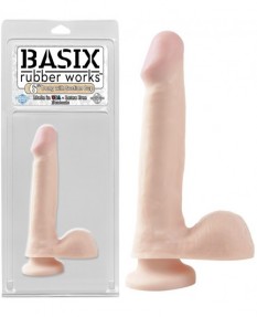 Фаллоимитатор с мошонкой на присоске Basix Rubber Works 6" Suction Cup Dong Flesh