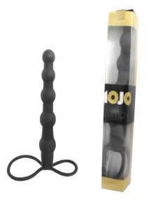 Насадка - анальная цепочка с эластичными кольцами для двойного проникновения MOJO BUMPY чёрная