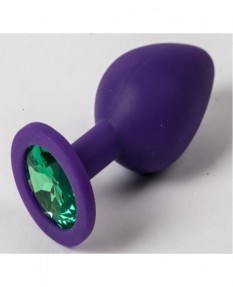 Пробка силиконовая фиолетовая с зеленым стразом