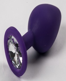 Фиолетовая силиконовая пробка с прозрачным стразом 