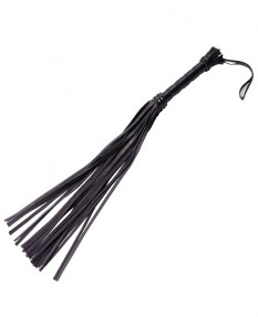 Плеть гладкая (флогер) черная с жесткой рукоятью общей длиной 40 см