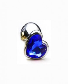 Серебряная анальная пробка-украшение «Сердце Dark Blue», 53411
