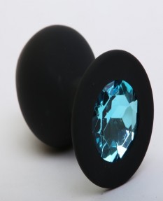 Черная силиконовая пробка с голубым кристаллом S
