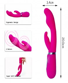 Вибратор Nalone Touch2, с клиторальным стимулятором, силиконовый, розовый, 20 см