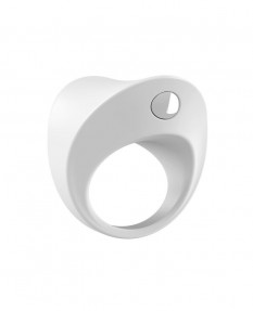 Эрекционное кольцо OVO закругленной формы с ультрасильной вибрацией, силиконовое, белое