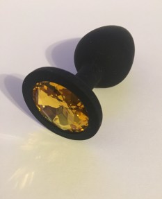 Черная силиконовая пробка с оранжевым кристаллом S