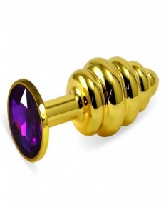 Анальная пробка Gold Small Plug рифленая фиолетовая S