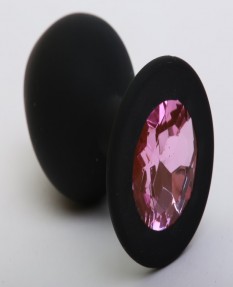 Черная силиконовая пробка с бледно-розовым стразом