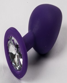Фиолетовая силиконовая пробка с прозрачным стразом Medium