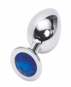 Большая анальная пробка Anal Jewelry Plug Silver Blue L