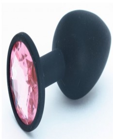 Черная анальная пробка с розовым кристаллом