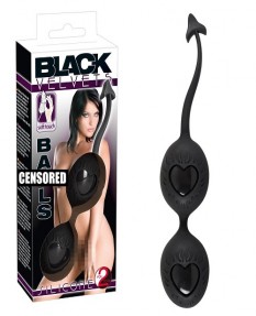 Шарики вагинальные черные с сердечками BLACK VELVETS