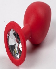 Красная силиконовая пробка с прозрачным стразом S