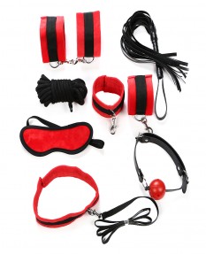 Красно-черный набор BDSM из 7 предметов