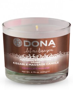 Вкусовая массажная свеча с феромонами и ароматом "Шоколадный мусс" DONA Kissable Massage Candle Choc