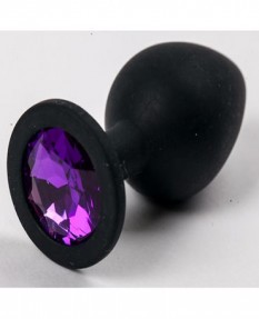 Пробка силиконовая черная с фиолетовым стразом Medium