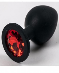 Черная силиконовая пробка с красным кристаллом L, 023993