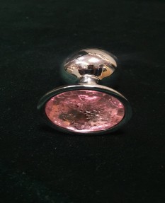 Мини-плаг из стали с кристаллом светло-розовым с дефектом