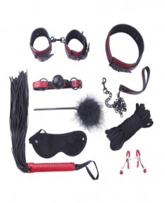 Красно-черный бондажный набор из 8 предметов