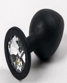 Черная силиконовая пробка с прозрачным кристаллом L, 023985