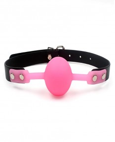 Силиконовый розовый кляп-шарик на ремне