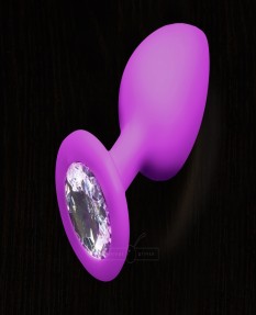 Маленькая фиолетовая силиконовая пробка с кристаллом - Пикантные штучки, 7,5 см
