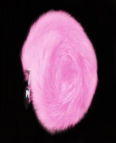 Анальная пробка с розовым хвостом, серебристая - Пикантные Штучки, 6 см