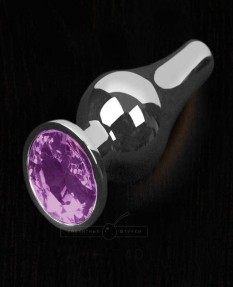 Анальная пробка маленькая с фиолетовым кристаллом - Пикантные Штучки, 8,5 см