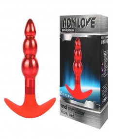 Анальная втулка с рельефом Iron Love 9,6 см красная