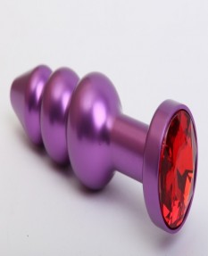 Пробка металл фигурная елочка фиолетовая с красным стразом