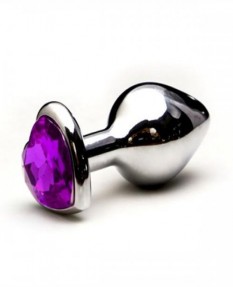 Пробка металлическая с сердечком ярко фиолетовый страз Medium, 356987