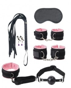 Розово-черный набор БДСМ из 7 предметов