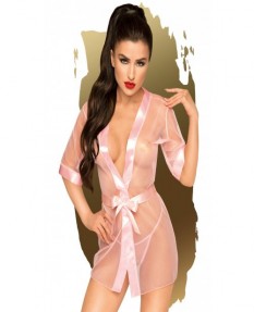 Прозрачный розовый халатик со стрингами Penthouse Midnight Mirage XL, PENT4005959