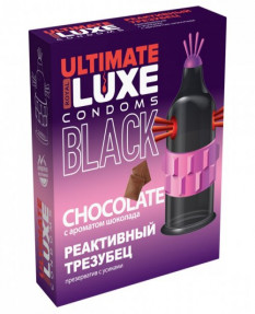 Презерватив черный Luxe Black Ultimate Реактивный Трезубец с ароматом шоколада