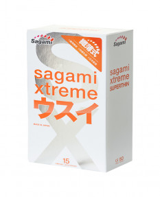 Презервативы SAGAMI, XTREME, 0.04, латекс, 19 см, 5,4 см, 15 шт. 720/1