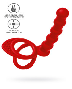 Насадка на пенис для двойного проникновения Black&Red by TOYFA, силикон, красная, 19,5 см. 901413-5